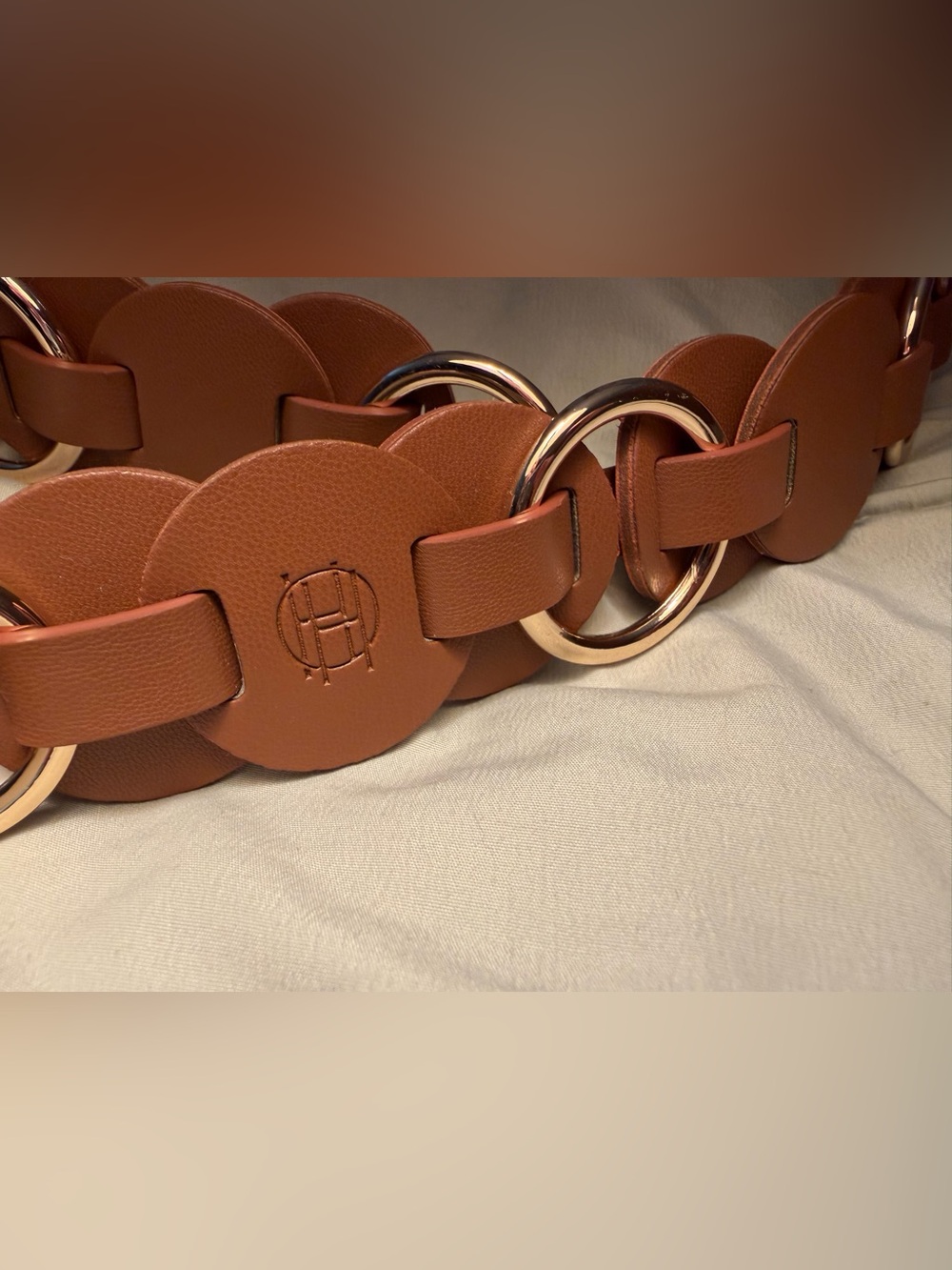 HauteHippie Belt NWT 🌷 Vegan Leather Circle-Link Waist Belt with Gold Rings